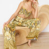 Trendyol Ethnic Patterned Woven Gipel Strapless Blouse Trousers Beach Suit