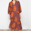 Trendyol Fish Pattern Wide Pattern Weaving 100% Cotton Midi Beach Dress