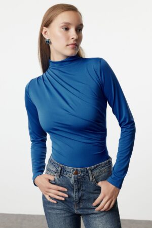 Trendyol Flexible Knitted Bodysuit with Saks Ruffle Detail