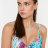 Trendyol Floral Patterned Knot Detailed Bikini Top