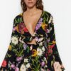 Trendyol Floral Patterned Woven Striped Blouse and Short Set