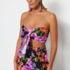 Trendyol Floral Patterned Woven Tie 100% Cotton Blouse Shorts Beach Set