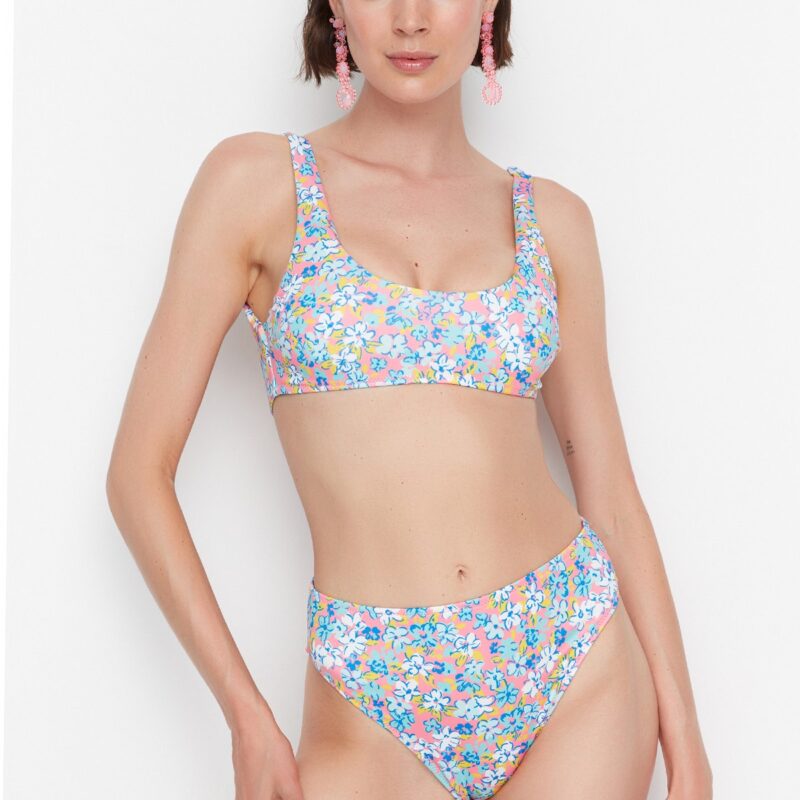 Trendyol Floral Print Bandeau Bikini Top