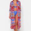 Trendyol Floral Print Midi Woven 100% Cotton Kimono & Caftan