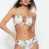 Trendyol Floral mintás nyakkendős normál lábú bikini alsó