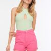 Trendyol Folded Fuchsia Legs Denim Shorts
