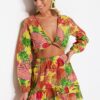 Trendyol Fruit Patterned Woven 100% Cotton Blouse and Skirt Suit