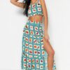 Trendyol Fruit Patterned Woven Slit Blouse and Skirt Set
