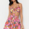 Trendyol Fruit Patterned Woven Tie Blouse Skirt Set