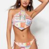 Trendyol Fruit mintás nyakkendős normál lábú bikini alsó