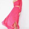 Trendyol Fuchsia A-Line Lined Window/Cut Out Detailed Chiffon Gradient Chic Evening Dress