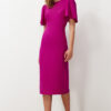 Trendyol Fuchsia A-Line Midi Pencil Skirt Woven Dress with Pleat Detail on the Sleeve