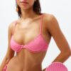 Trendyol Fuchsia Balconette Textured Bikini Top