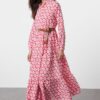 Trendyol Fuchsia Belted Skirt Flounced Floral Patterned Lined Woven Dress