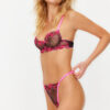 Trendyol Fuchsia Brode Floral Rope Strap Capless Knitted Underwear Set