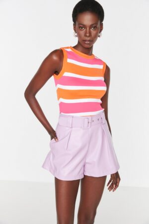 Trendyol Fuchsia Color Block Knit Blouse