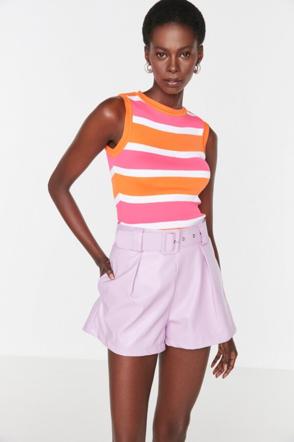 Trendyol Fuchsia Color Block Knit Blouse