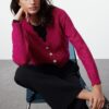 Trendyol Fuchsia Crop Soft Texture Knit Cardigan