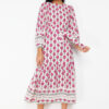 Trendyol Fuchsia Ethnic Patterned Linen Look Woven Dress