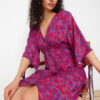 Trendyol Fuchsia Floral Print A-line Double-breasted Collar Midi Woven Dress