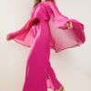 Trendyol Fuchsia Flower Belted Chiffon Satin Evening Dress Jumpsuit