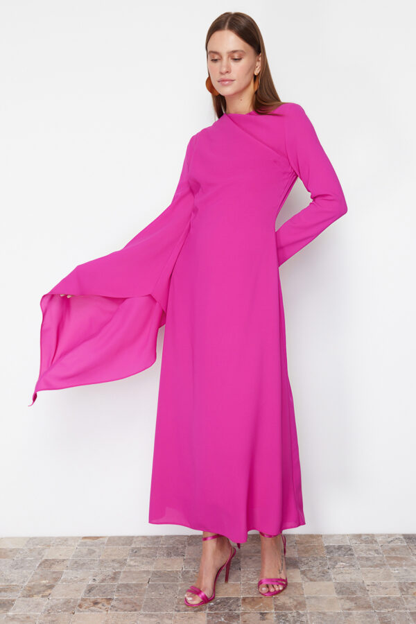 Trendyol Fuchsia Shawl Detailed Lined Evening Dress