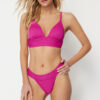 Trendyol Fuchsia Textured High Leg Regular Core Bikini Bottom