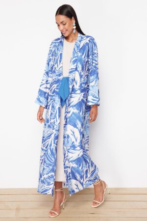 Trendyol Fuchsia Tropical Patterned Long Woven Kimono & Kaftan Trendyol Fuchsia Tropical Patterned Long Woven Kimono & Kaftan