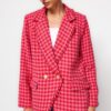 Trendyol Fuchsia Tweed Regular Lined Double Breasted Closure Woven Houndstooth Blazer Jacket