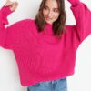 Trendyol Fuchsia Wide Fit Crew nyakú kötöttáru pulóver