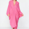 Trendyol Fuchsia Wide Fit Maxi Woven Gathered Beach Dress