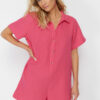 Trendyol Fuchsia Wide Pattern Woven Muslin Beach Jumpsuit