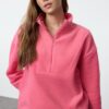 Trendyol Fuchsia Zipper Stand Collar Polar Regular/Normal Cut Knitted Sweatshirt