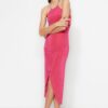 Trendyol Fuchsia dupla mellű kötött elegáns estélyi ruha