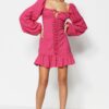 Trendyol Fuchsia nyakkendő részletesen kidolgozott elegáns estélyi ruha