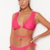 Trendyol Fukszia háromszög nyakkendő bikini felső