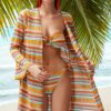 Trendyol Geometric Patterned Belted Mini Knitted Kimono&Kaftan