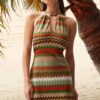 Trendyol Geometric Patterned Mini Knitted Cut Out/Window Beach Dress