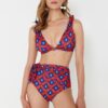 Trendyol Geometric Patterned Tie High Waist Hipster Core Bikini Bottom