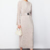 Trendyol Gold Belted Pleated Knitted Dress