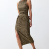 Trendyol Gold Fitted Knitted Shiny Sequin Knitted Sequin Elegant Evening Dress