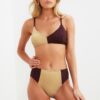 Trendyol Gold Mürdüm Color Block Magas derék Bikini alsó