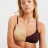 Trendyol Gold Mürdüm színes blokk bikini felső