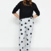 Trendyol Gray 100% Cotton Starry Knitted Pajamas Bottoms