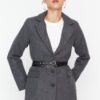 Trendyol Gray Belted Regular Lined Woven Blazer Jacket