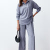Trendyol Gray Buttoned Blouse Trousers Woven Bottom-Top Set
