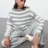 Trendyol Gray Color Blocked Crew Neck Knitwear Sweater