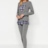 Trendyol Gray Heart Printed Tshirt-Leggings