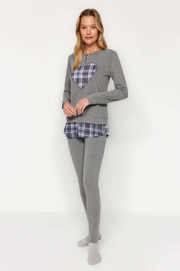 Trendyol Gray Heart Printed Tshirt-Leggings