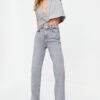 Trendyol Gray High Waist Long Straight Jeans